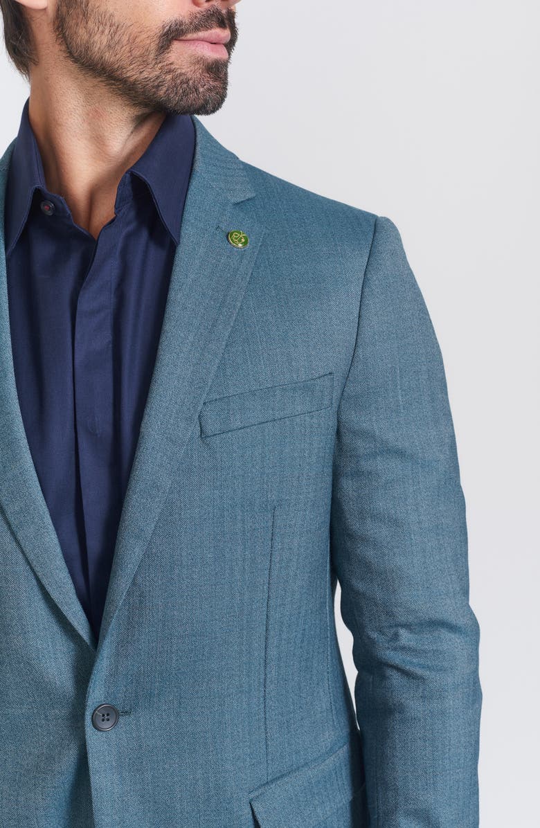 CRICKETEER Herringbone Print Wool Blend Sport Coat, Alternate, color, Blue