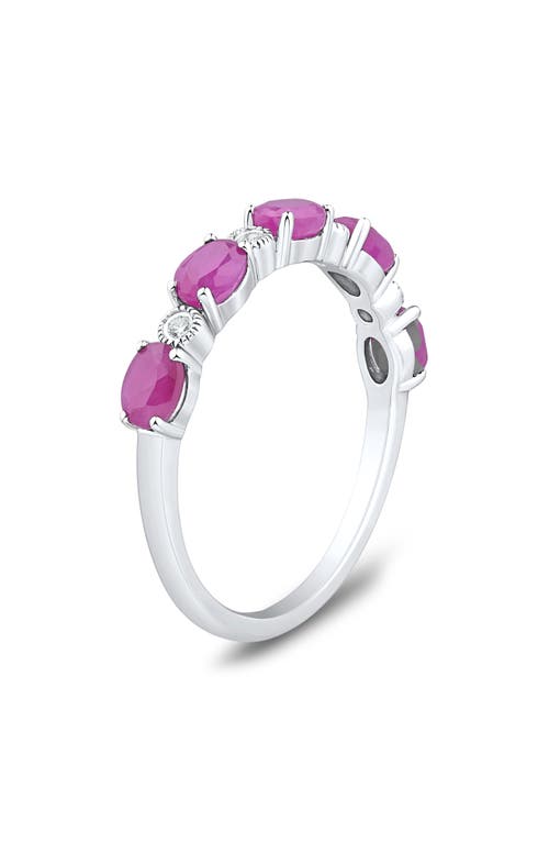 Frankie & Zoe 14k White Gold Oval Ruby & Diamond Ring
