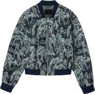 AllSaints Kaytra Horse Print Denim Bomber Jacket