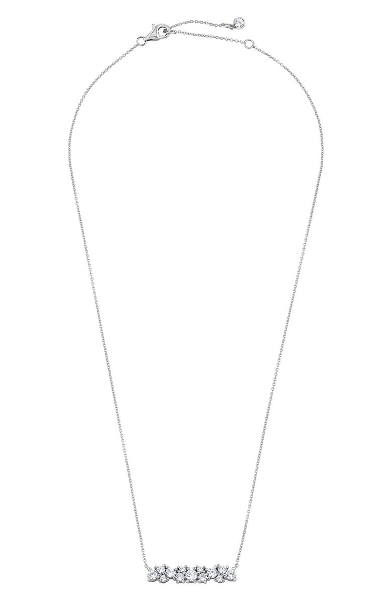 Crislu Brilliant Cubic Zirconia Bar Pendant Necklace, Alternate, color, Pure Platinum / Clear Stone