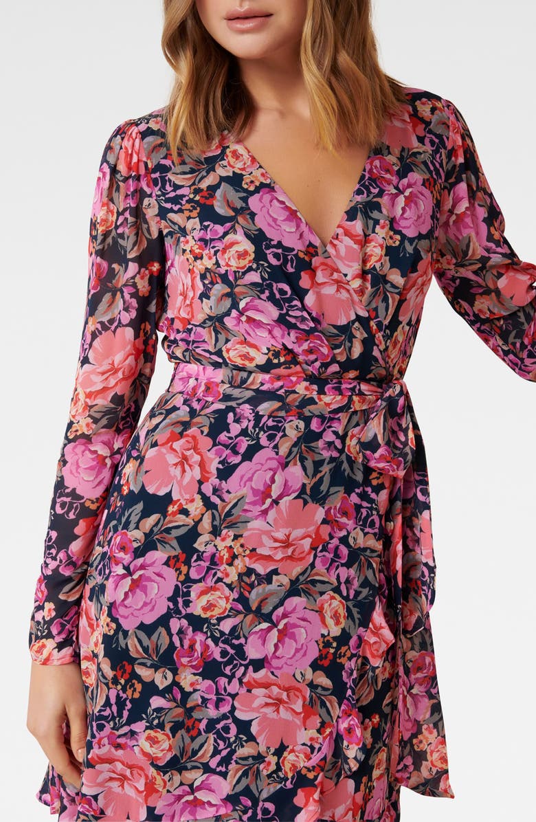 Ever New Larissa Long Sleeve Ruched Wrap Dress, Alternate, color, 