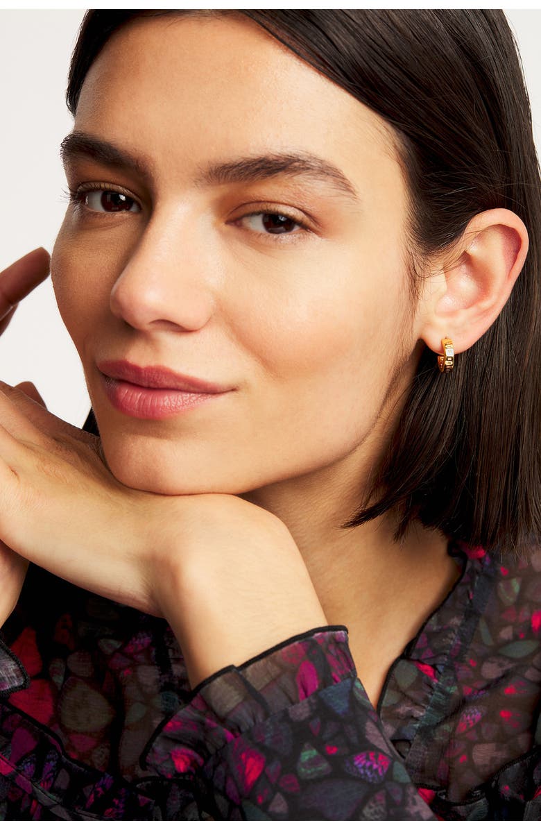 Ted Baker London Helanna Nano Logo Huggie Hoop Earrings, Alternate, color,