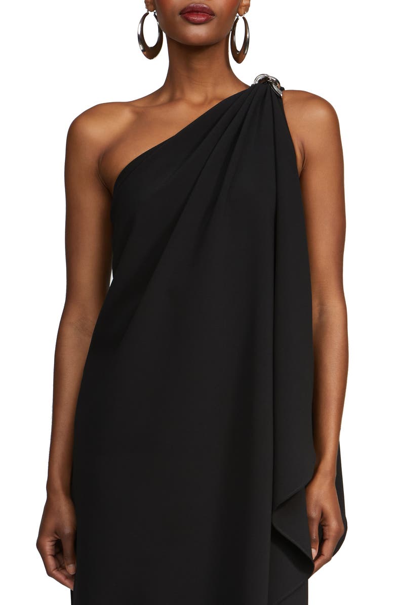 HALSTON Aries One-Shoulder Crepe Dress, Alternate, color, 