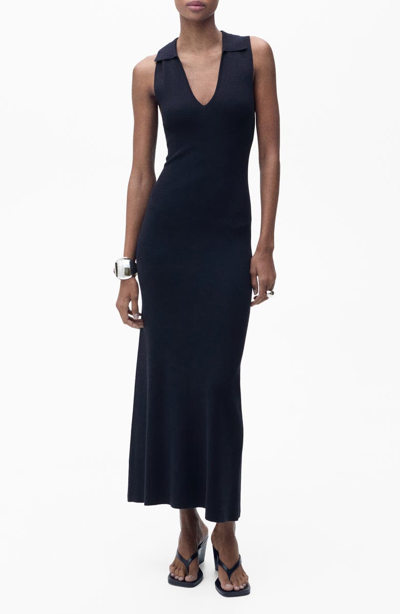 MANGO Collar Sleeveless Maxi Sweater Dress, Main, color, 