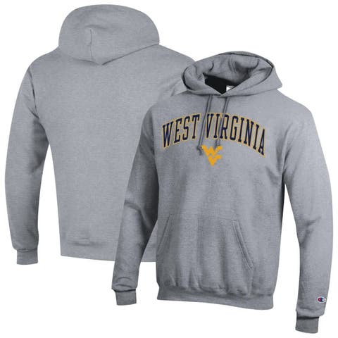 Men's Champion  Heather Gray West Virginia Mountaineers Arch Over Logo Pullover Hoodie