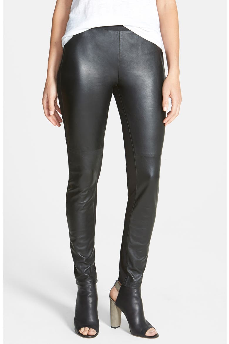 The Fisher Project Leather Trimmed Leggings, Main, color, Black