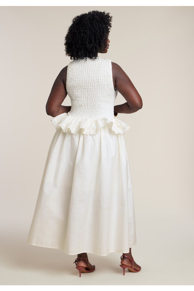 Trim Detail Peplum Midi Dress, Alternate, color, JET STREAM