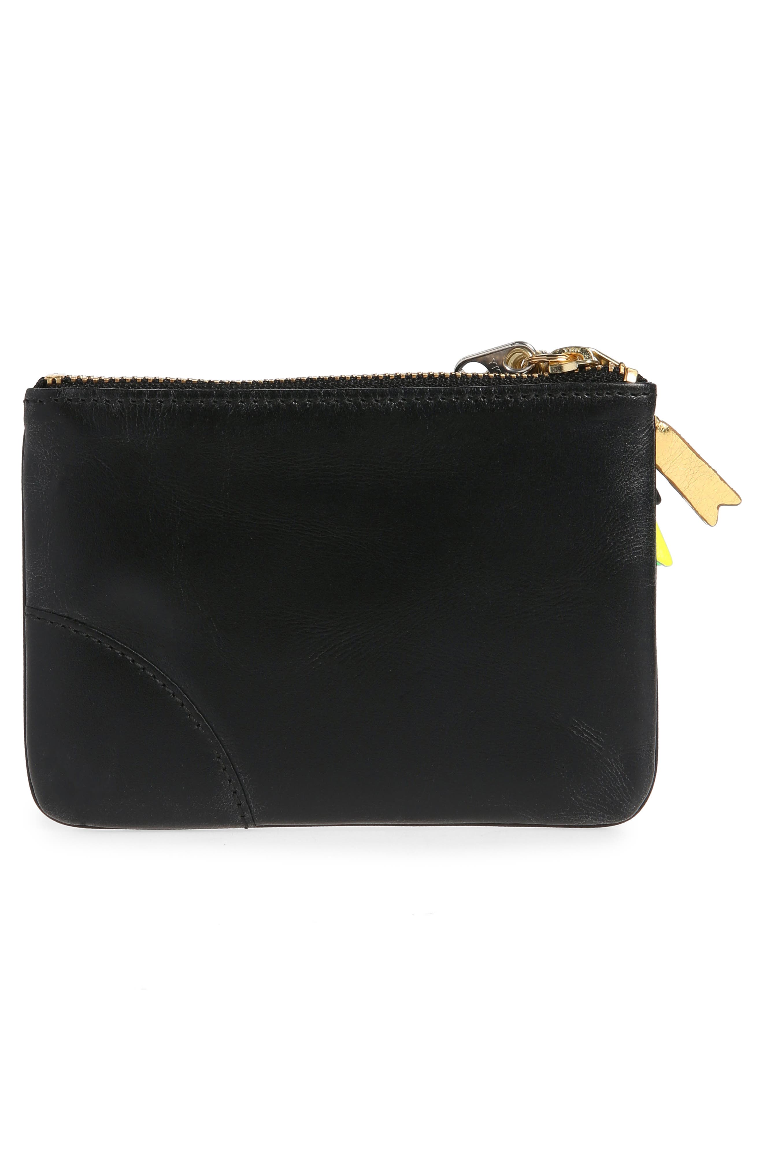 Comme des Garçons Wallets Small Zipper Pull Leather Pouch, Alternate, color, 