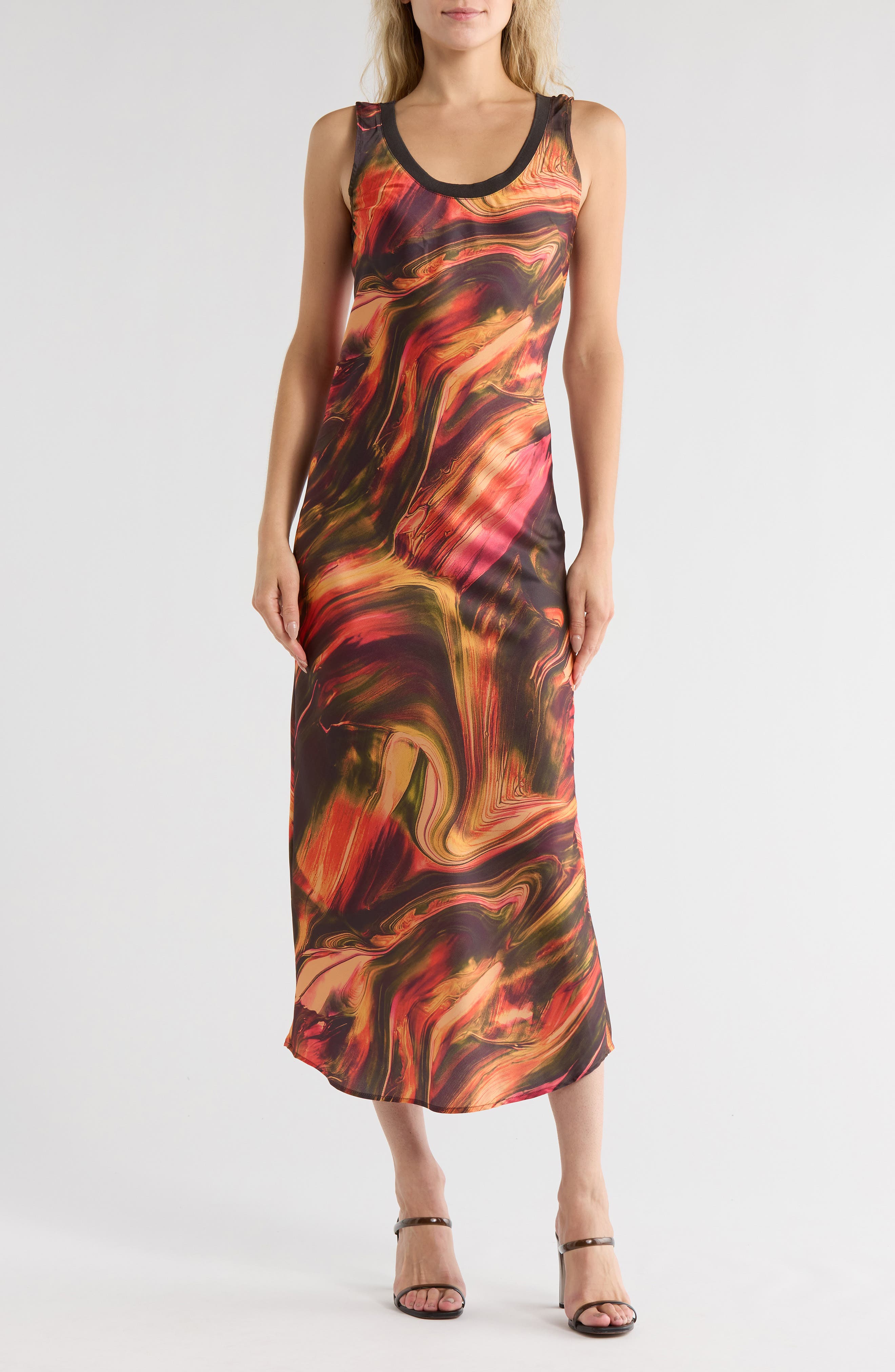 ASOS DESIGN Rib Neck Midi Slipdress