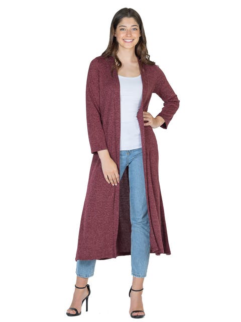 Long Duster Open Front Knit Cardigan