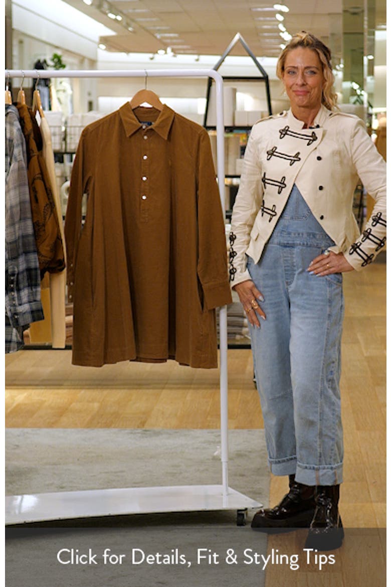 Long Sleeve Cotton Corduroy Shirtdress video