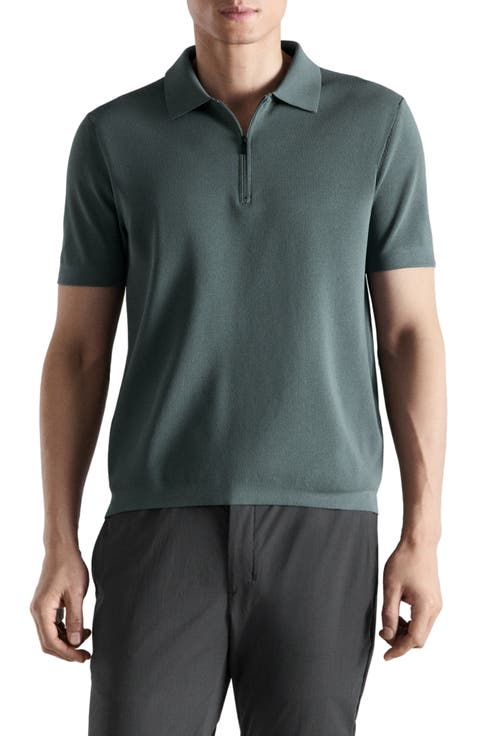 Zip Cotton Blend Polo