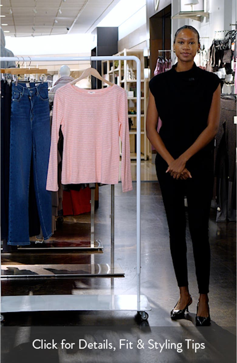 Stripe Long Sleeve Boat Neck T-Shirt, sales video thumbnail