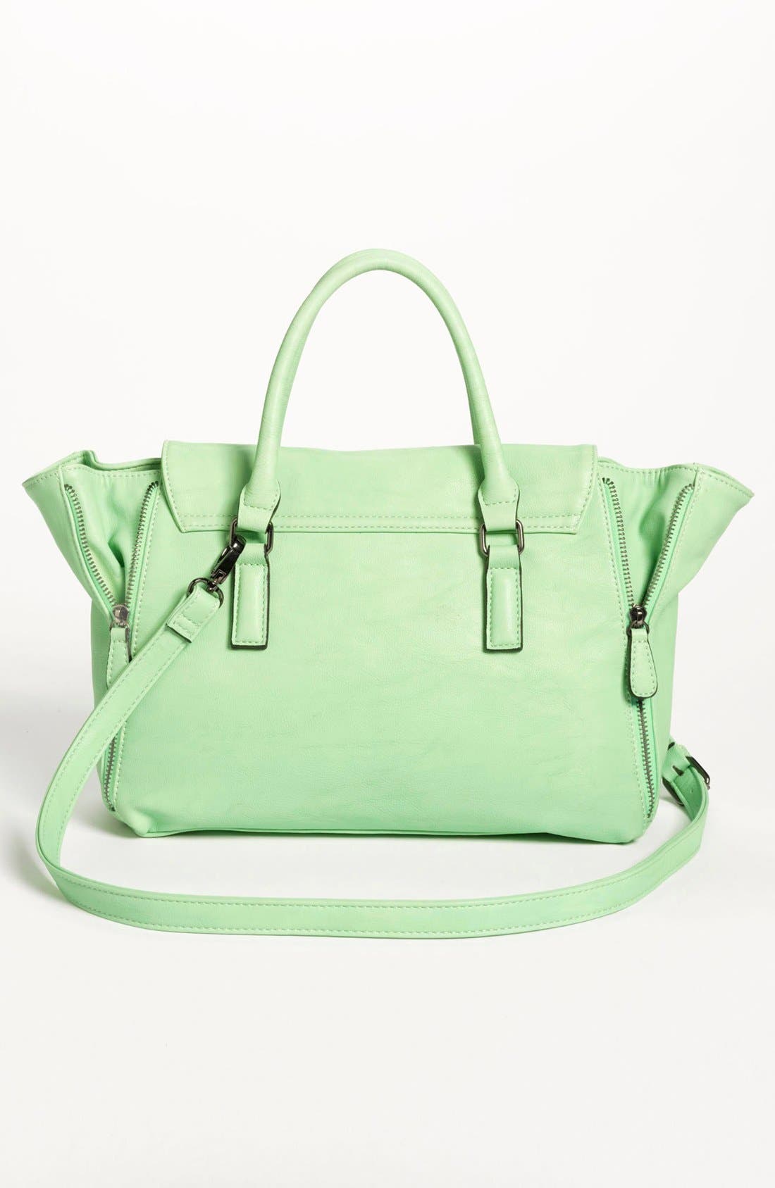 Faux Leather Satchel, Alternate, color, MINT