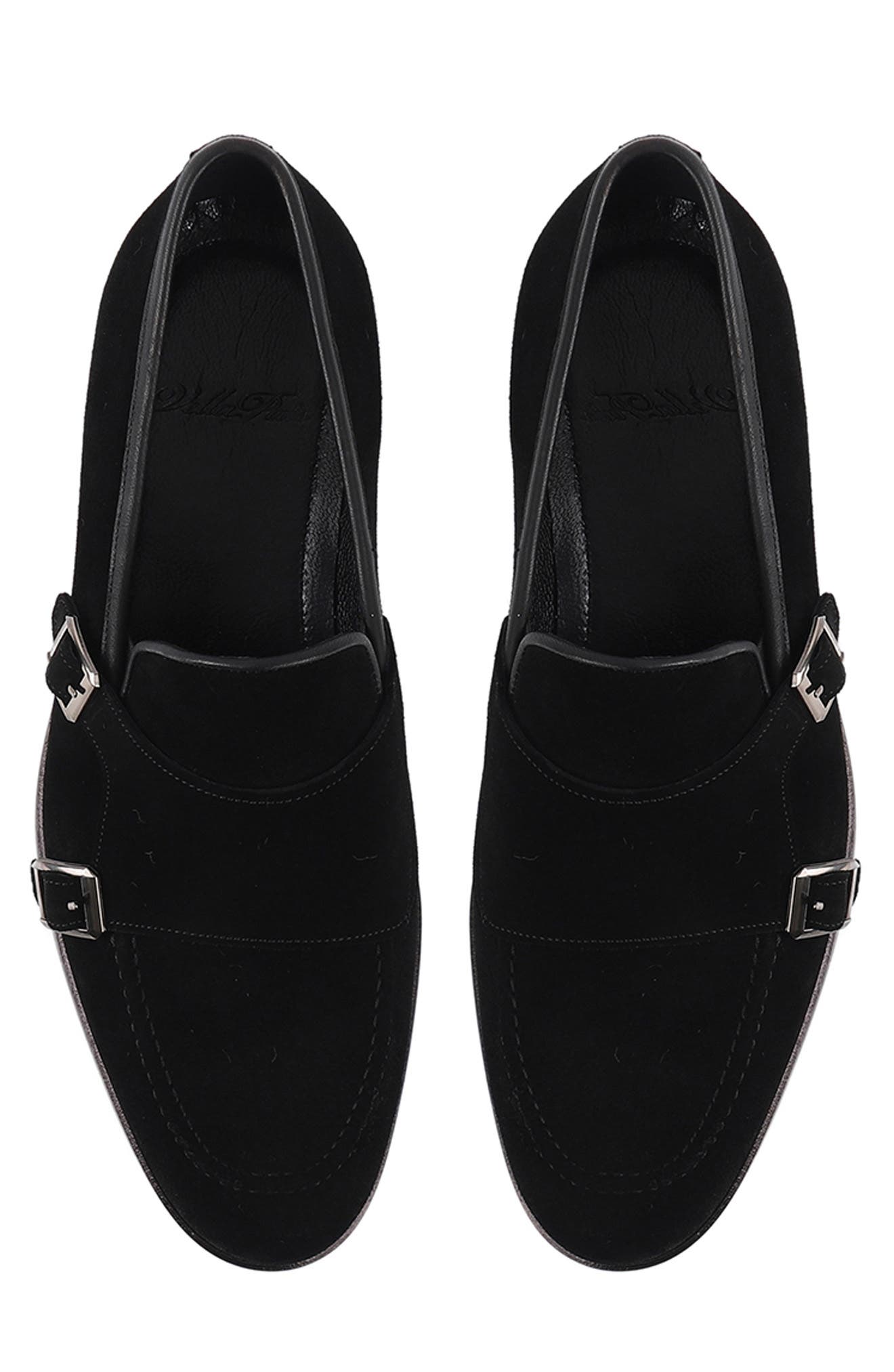 VELLAPAIS Elmaton Double Monk Strap Leather Loafer, Alternate, color, Black