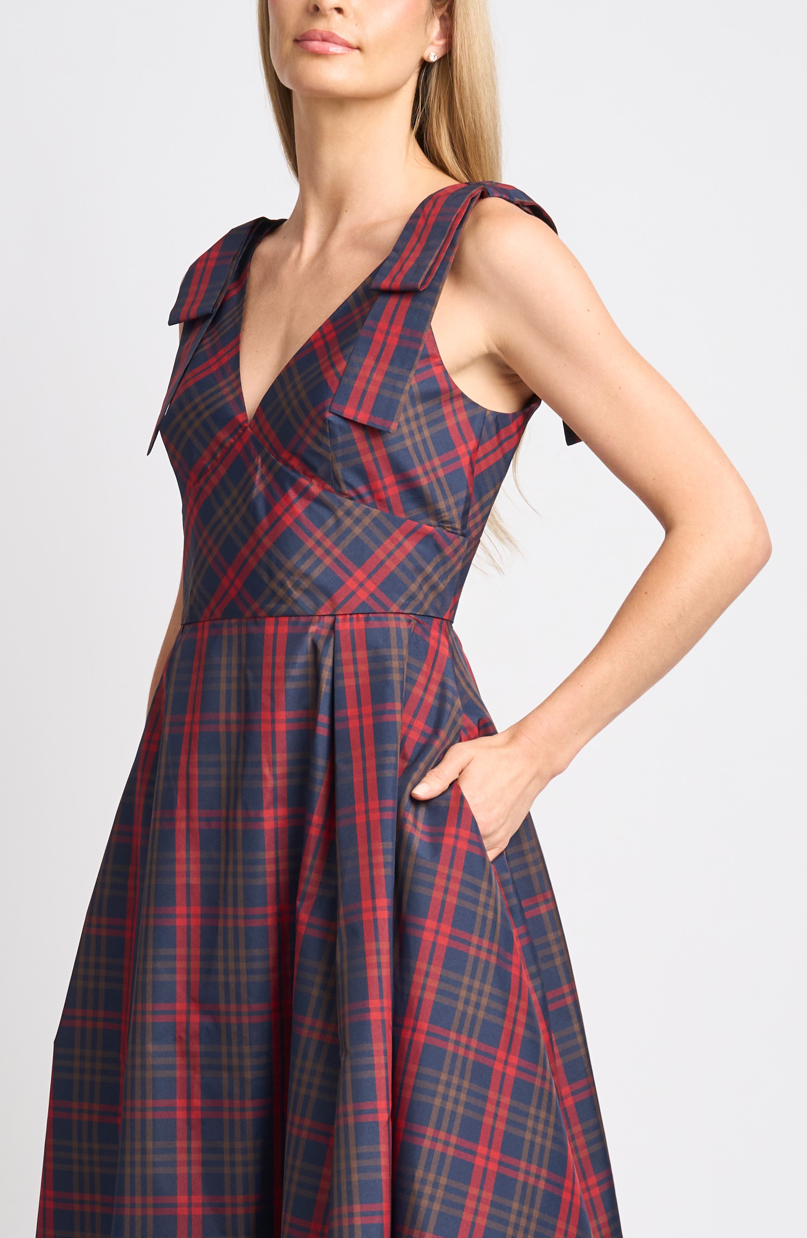 Ted Baker Clara Plaid A-Line Midi Dress (Women) | Nordstrom