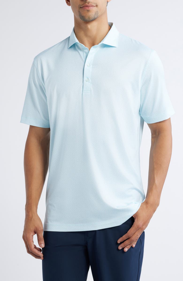johnnie-O Island Times Geo Print Performance Polo, Main, color, Tarpon