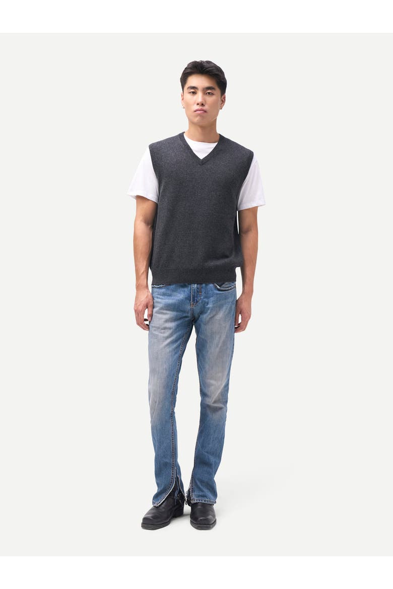 Timeless V-Neck Cashmere Vest, Alternate, color, charcoal