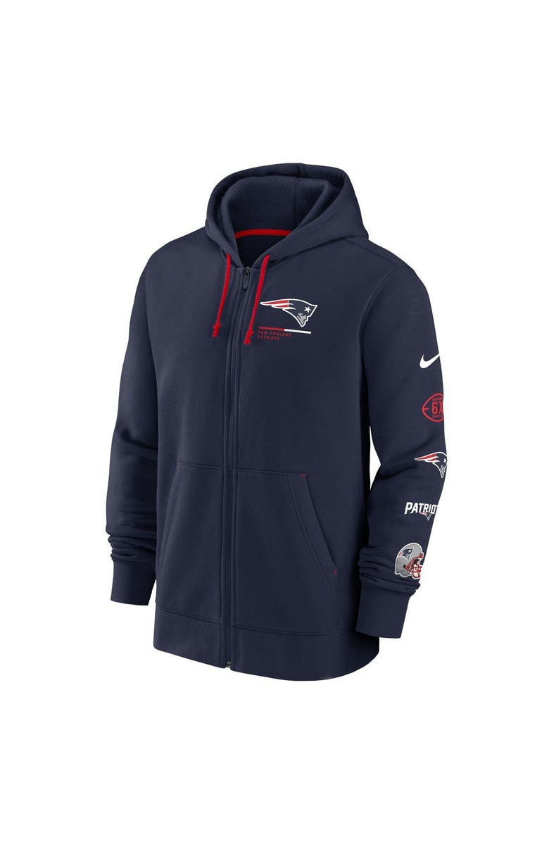 Nike Men's Nike Navy New England Patriots Surrey Full-Zip Hoodie, Alternate, color, Navy