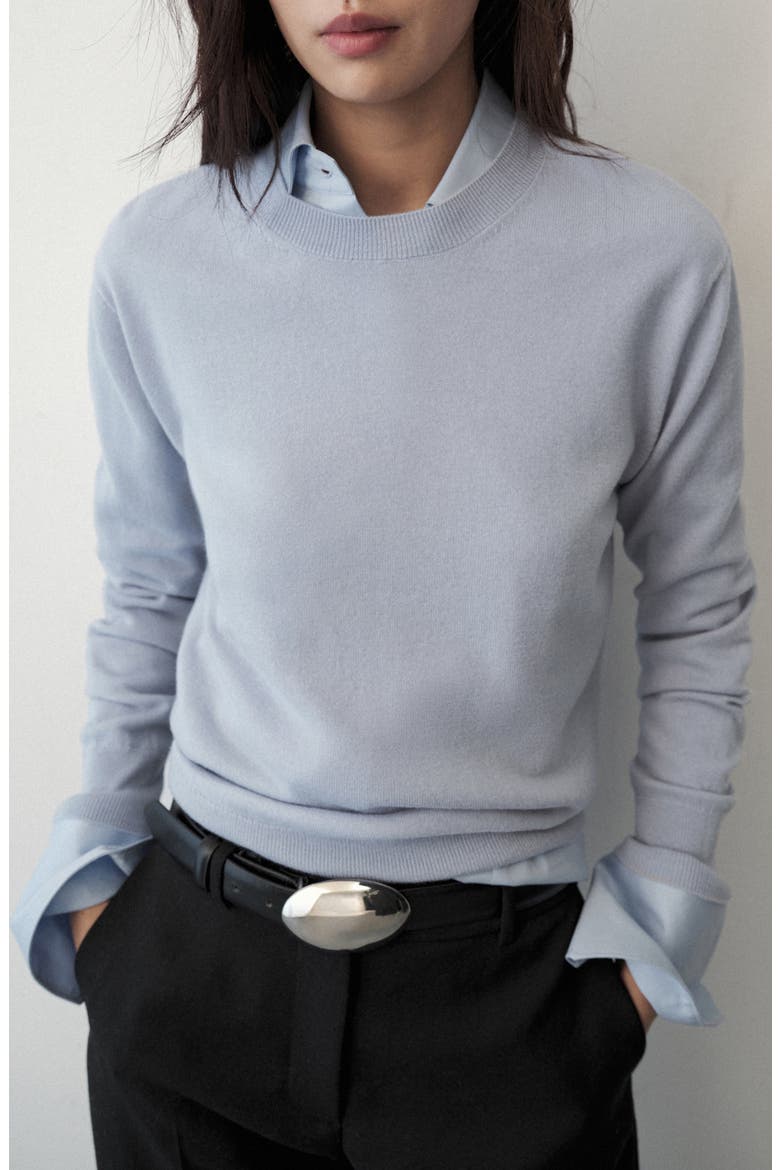 Round Neck Wool Sweater, Main, color, SKY BLUE
