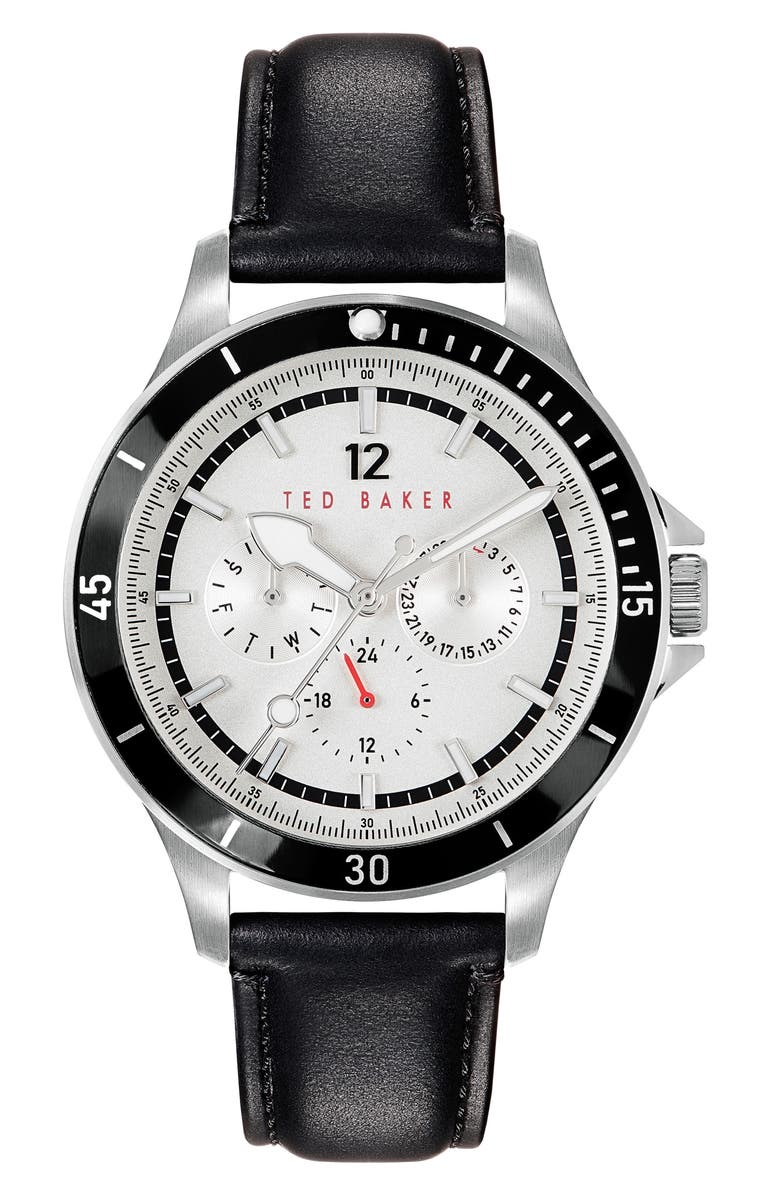 Ted Baker London Northn Leather Strap Watch, 43mm, Main, color,