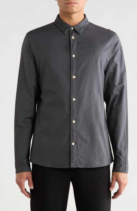 AllSaints Azur Long Sleeve Cotton Button-Up Shirt