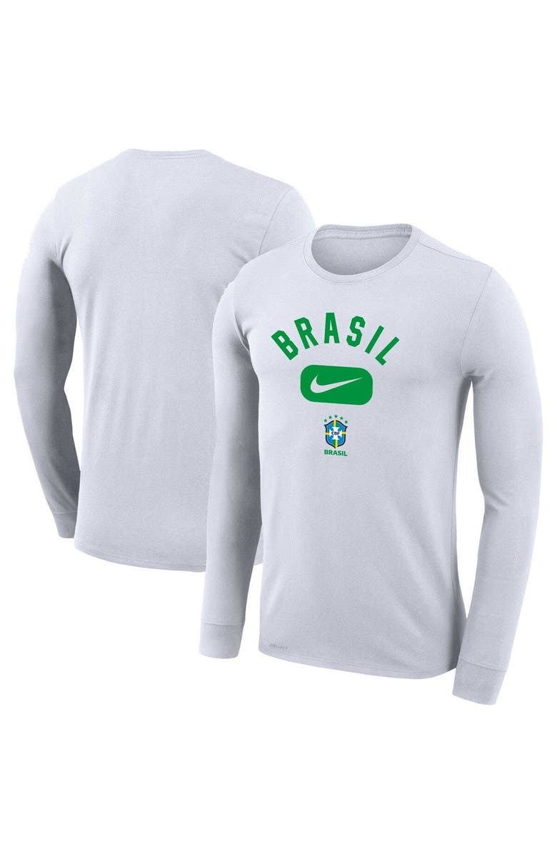Nike Men's Nike White Brazil National Team Lockup Legend Performance Long Sleeve T-Shirt, Main, color,