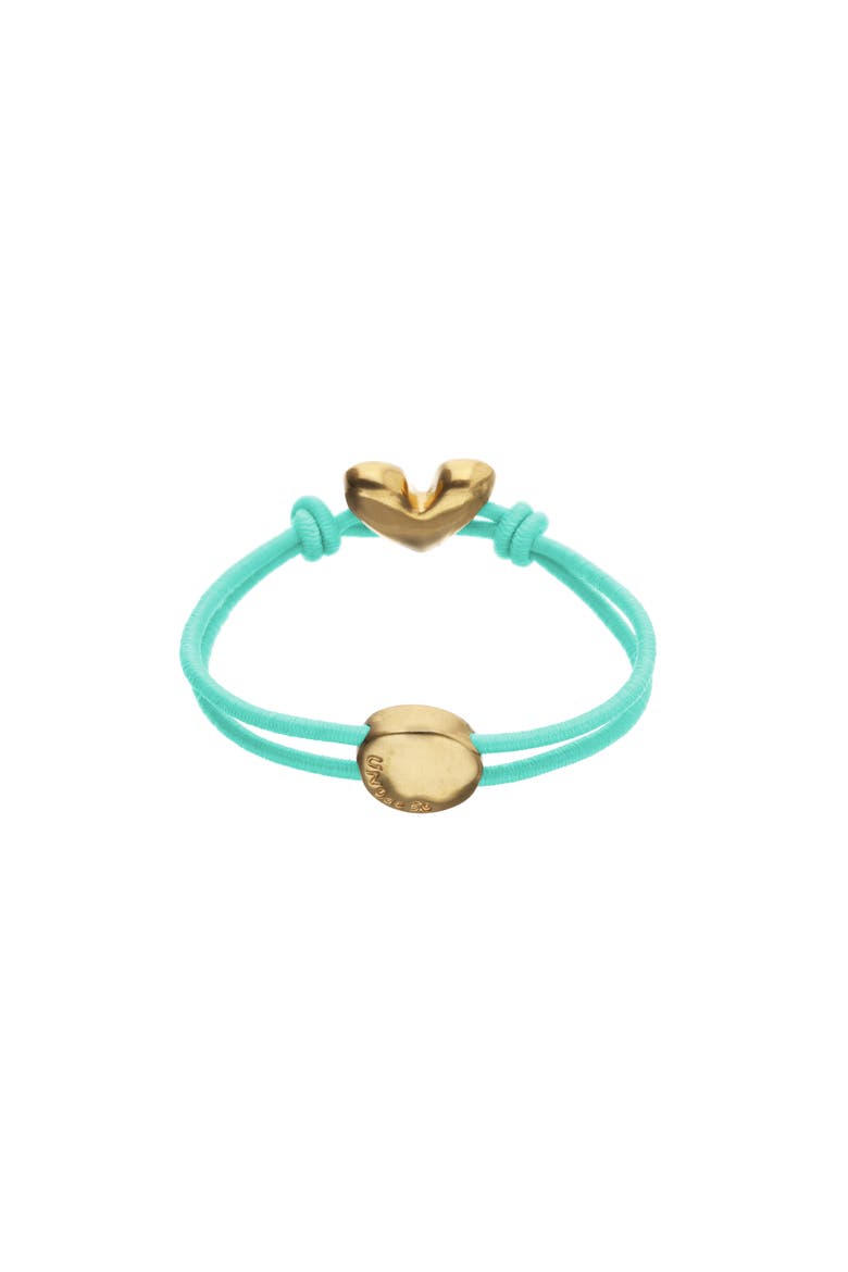 Turquoise Elastic Thread Bracelet With 18K Gold-Plated Heart, Alternate, color, Gold
