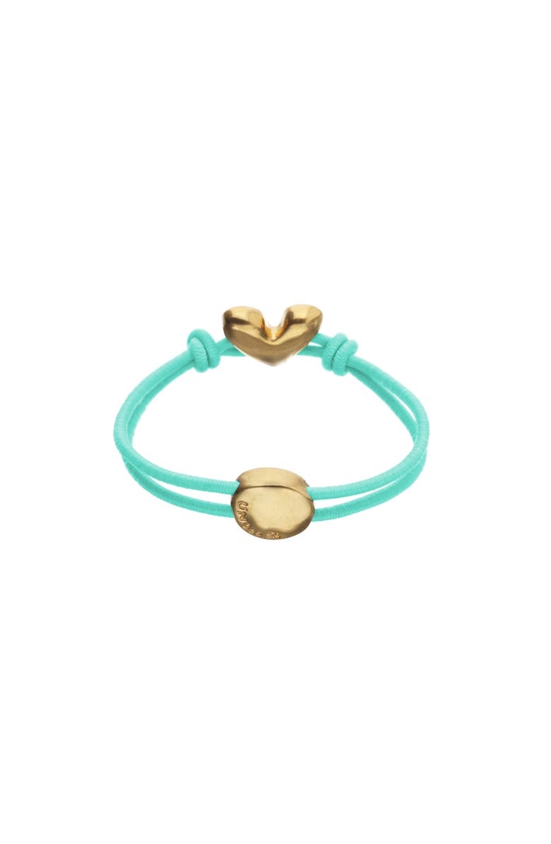 UNODE50 Turquoise Elastic Thread Bracelet With 18K Gold-Plated Heart, Alternate, color, Gold