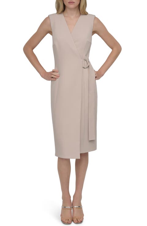 Crepe Wrap Midi Dress