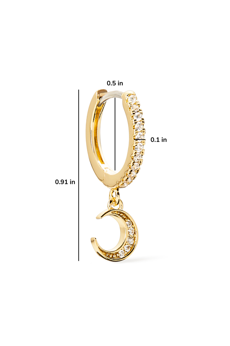 Crescent Moon Huggie Hoops - Celeste, Alternate, color, Gold