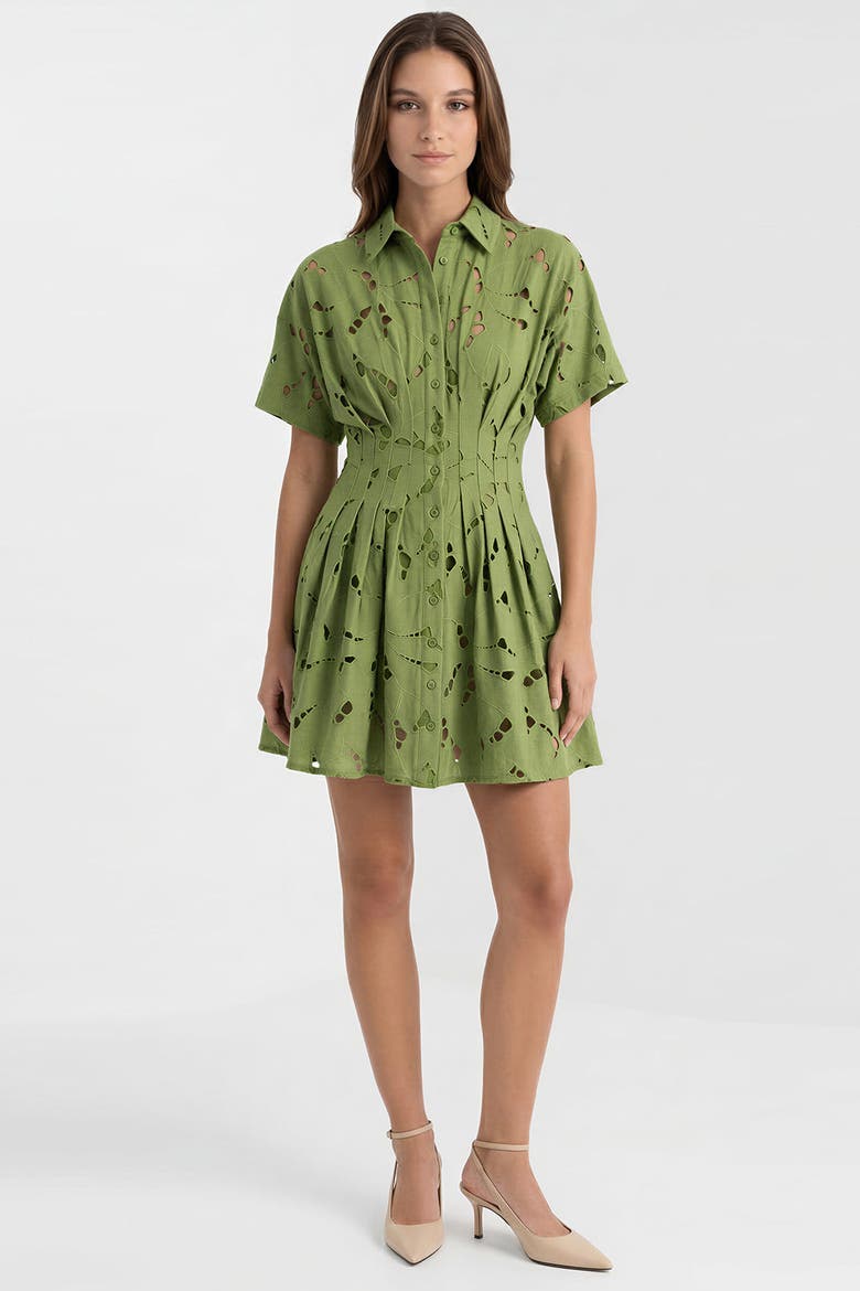 Angevin Slim Short Sleeve Mini Dress, Alternate, color, Green