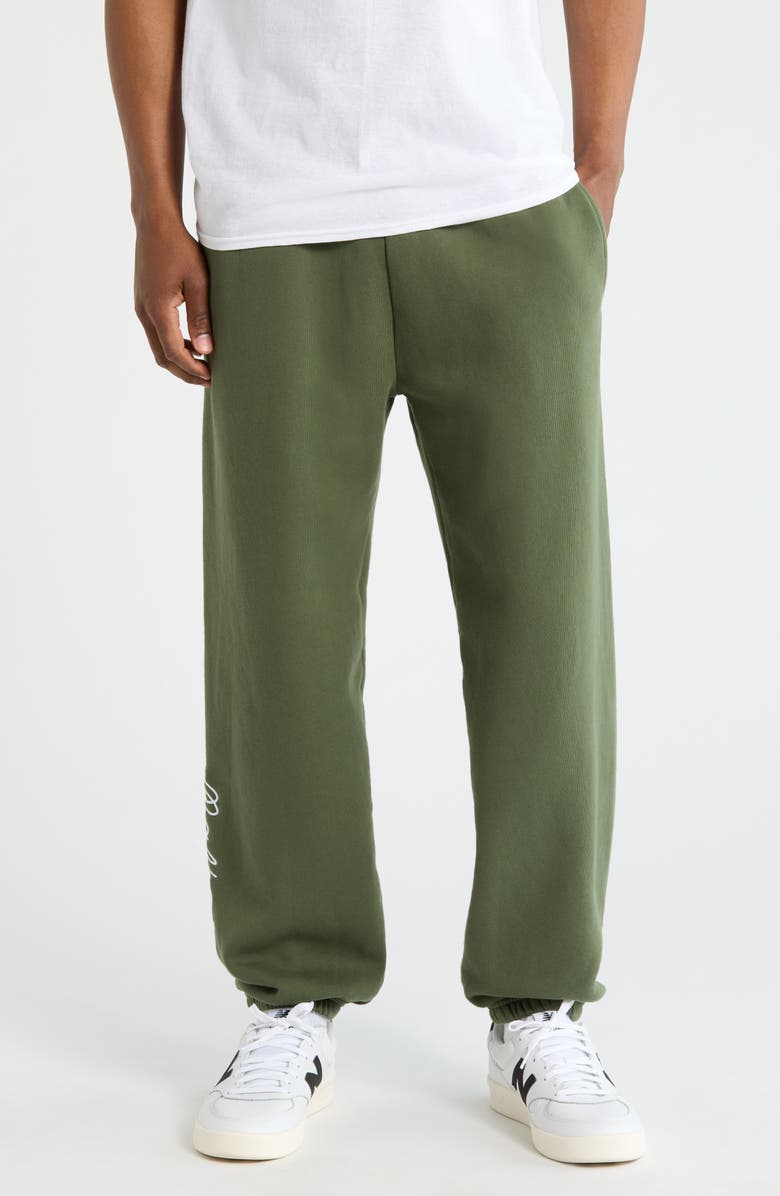 Malbon Golf Clubhouse Cotton Sweatpants, Main, color, Olivine