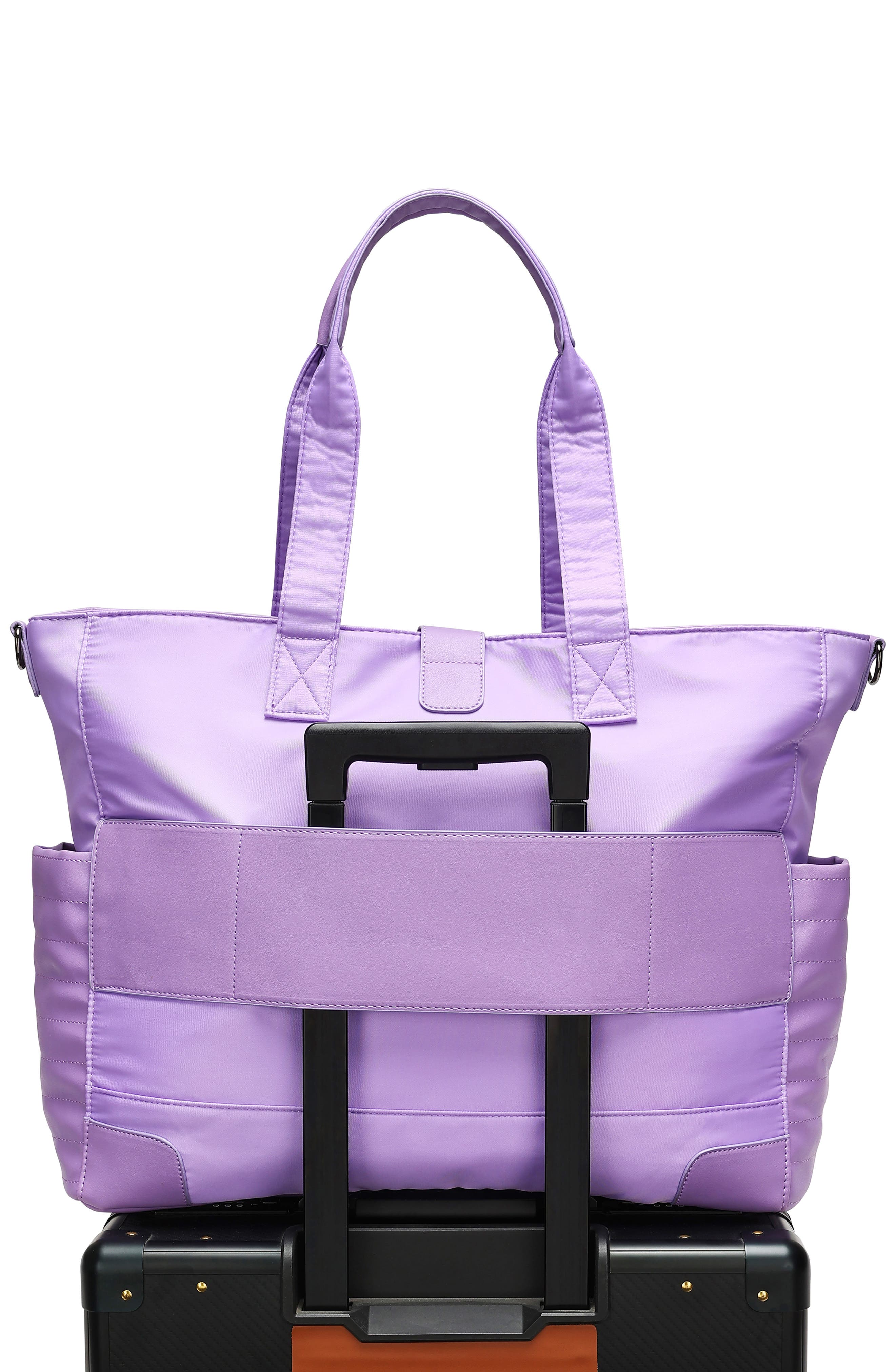 Voyage 25L Twill and Vegan Leather Weekender Duffel Bag, Alternate, color, Lavender