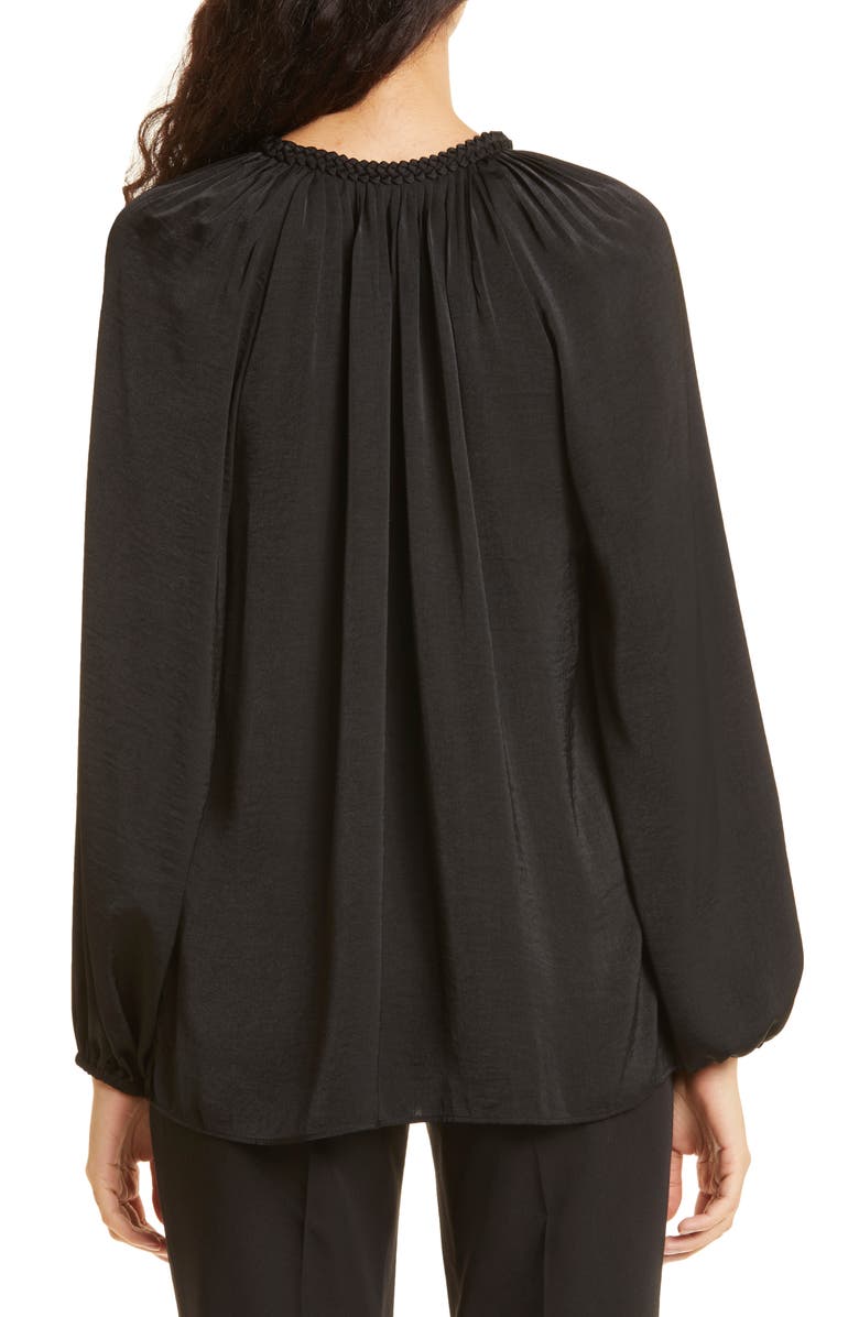 KOBI HALPERIN Rosa Braided Trim Cotton & Silk Blouse, Alternate, color, 