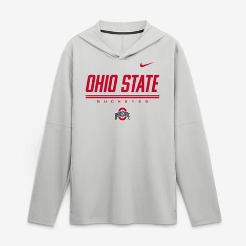 Men's Nike Gray Ohio State Buckeyes 2026 Sideline Lightweight Long Sleeve Hooded Dri-FIT Top