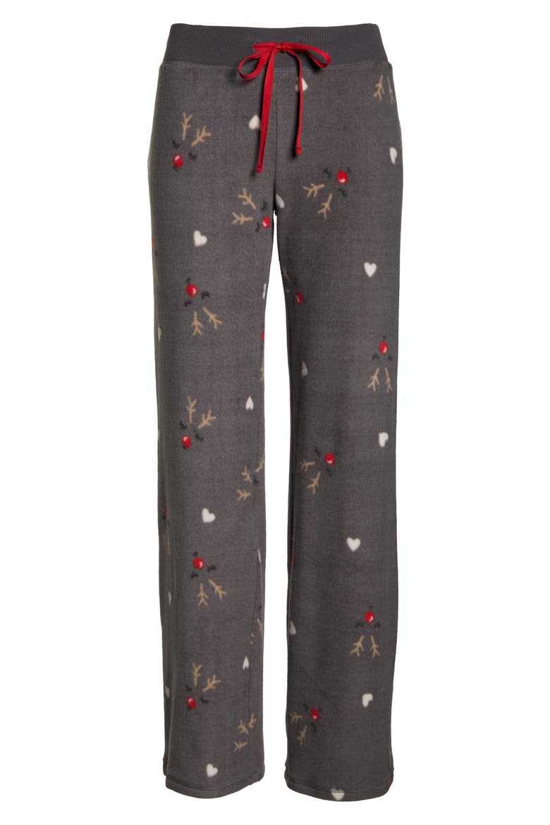 Fleece Pajama Pants, Alternate, color, GREY PAVEMENT RUDOLF