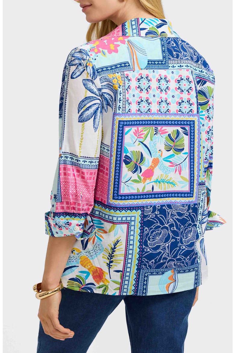 Julia Tropical Print Cotton Popover Top, Alternate, color, BLUE MULTI
