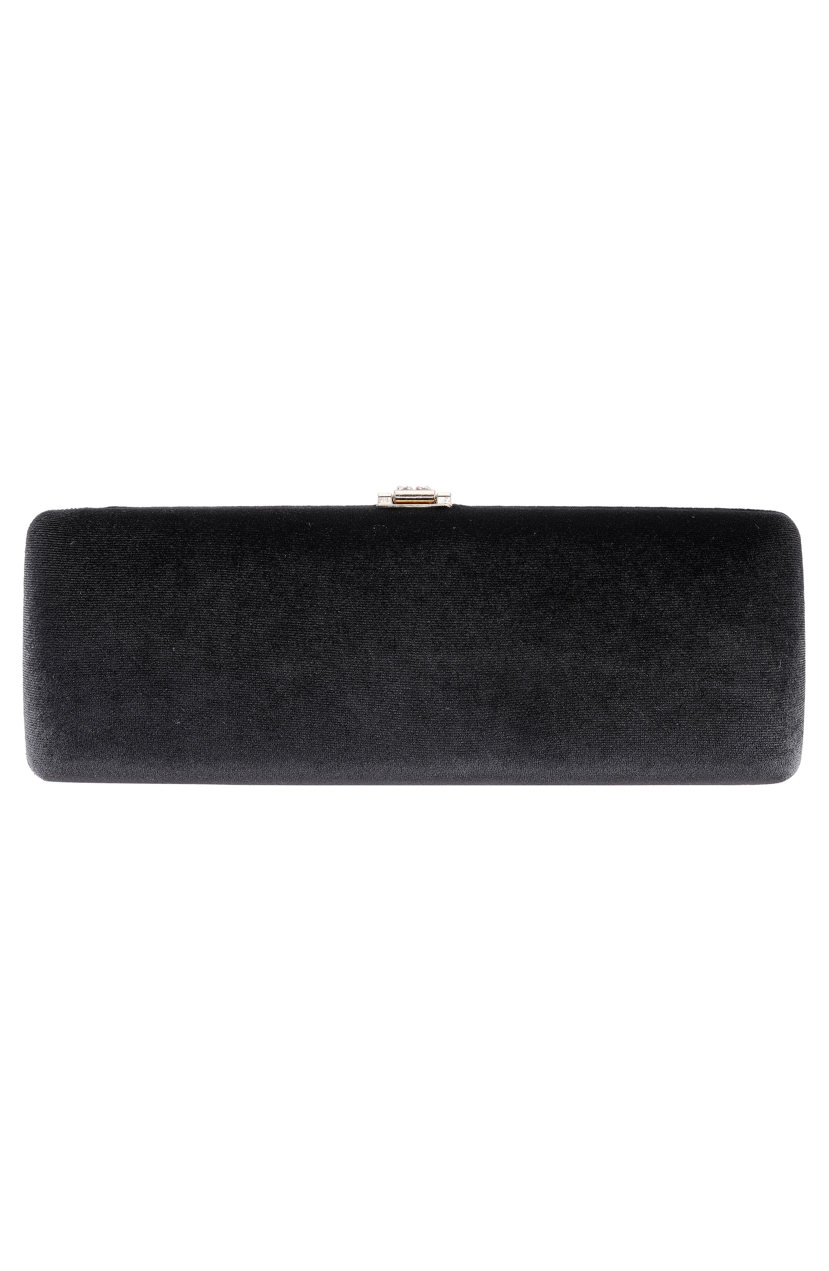 Rumi Velvet Clutch, Alternate, color, BLACK