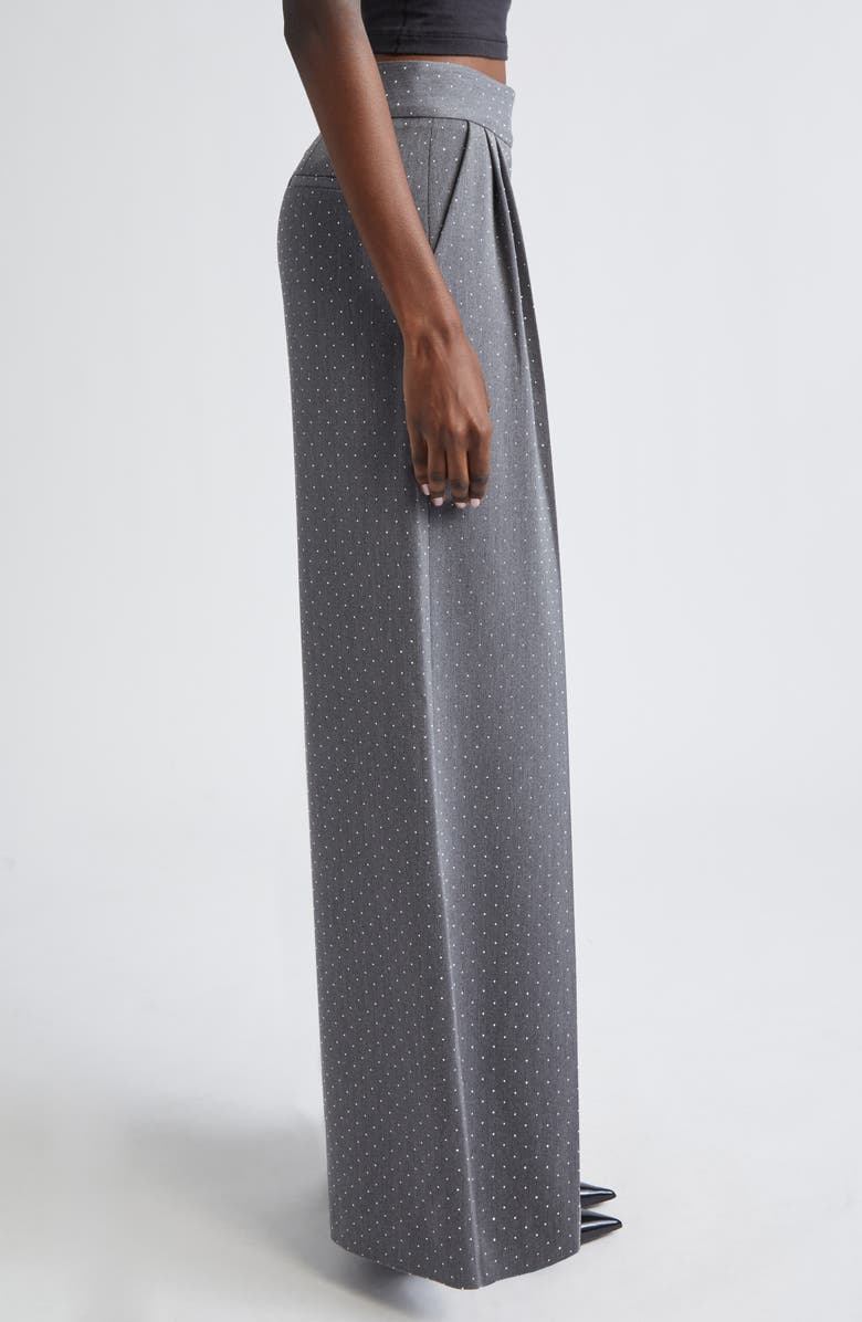 LaQuan Smith Relaxed Fit Tailored Crystal Trousers, Alternate, color, Grey