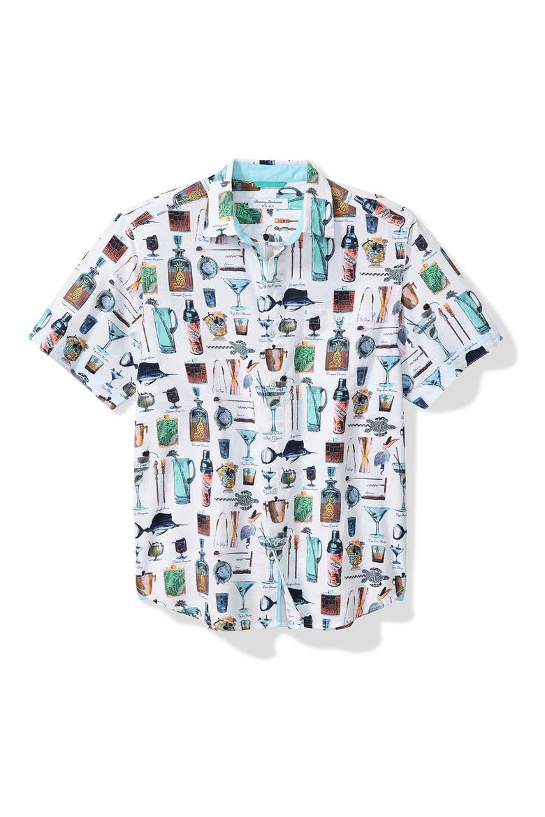 Nova Wave Well Stocked Short Sleeve Seersucker Button-Up Shirt, Main, color, WHITE