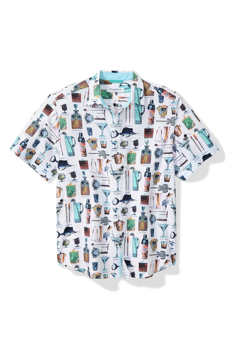 Tommy Bahama Nova Wave Well Stocked Short Sleeve Seersucker Button-Up Shirt, Main, color, White