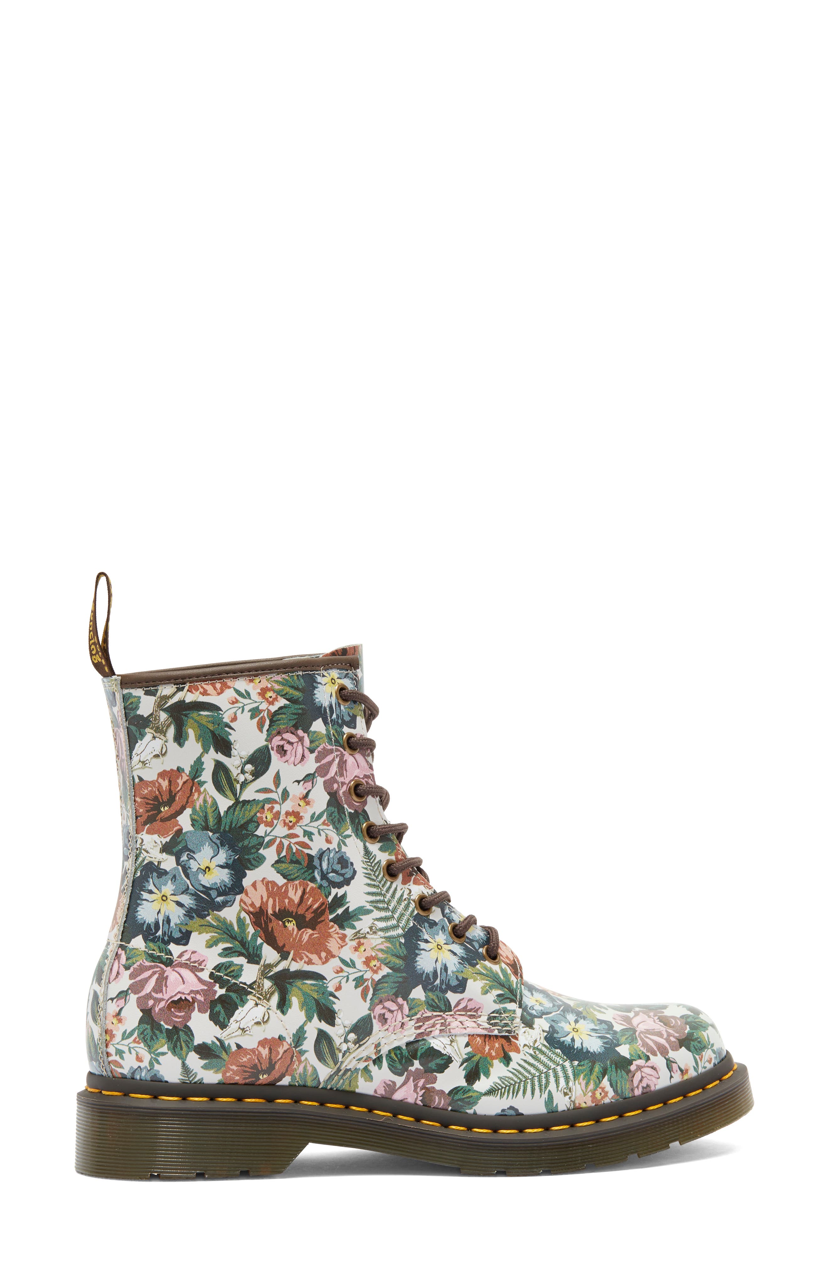 1460 Floral Combat Boot, Alternate, color, ENGLISH GARDEN BACKHAND
