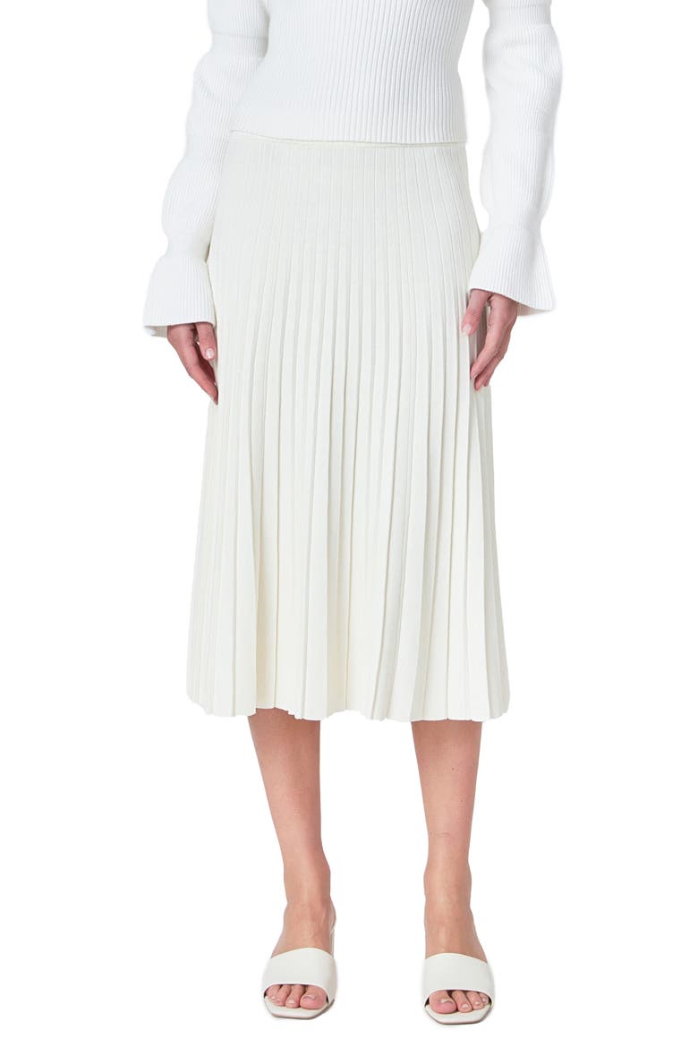 Pleated Knit Skirt, Alternate, color, IVORY