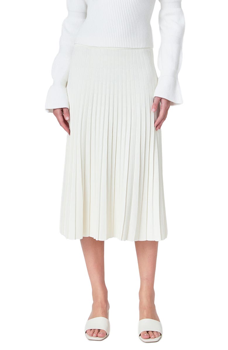 Endless Rose Pleated Knit Skirt, Alternate, color, Ivory
