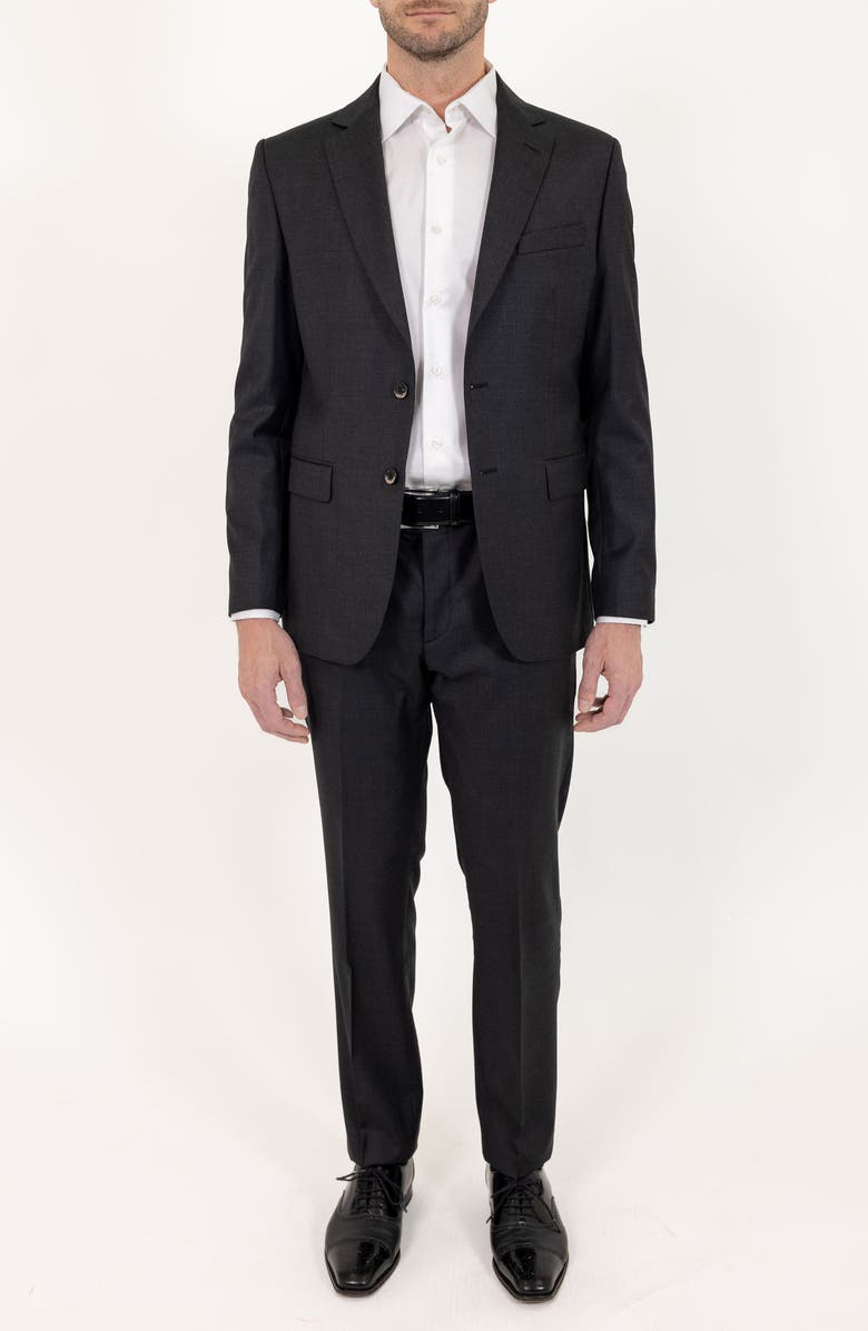 PINO BY PINOPORTE Solid Stretch Wool Suit, Main, color, Charcoal