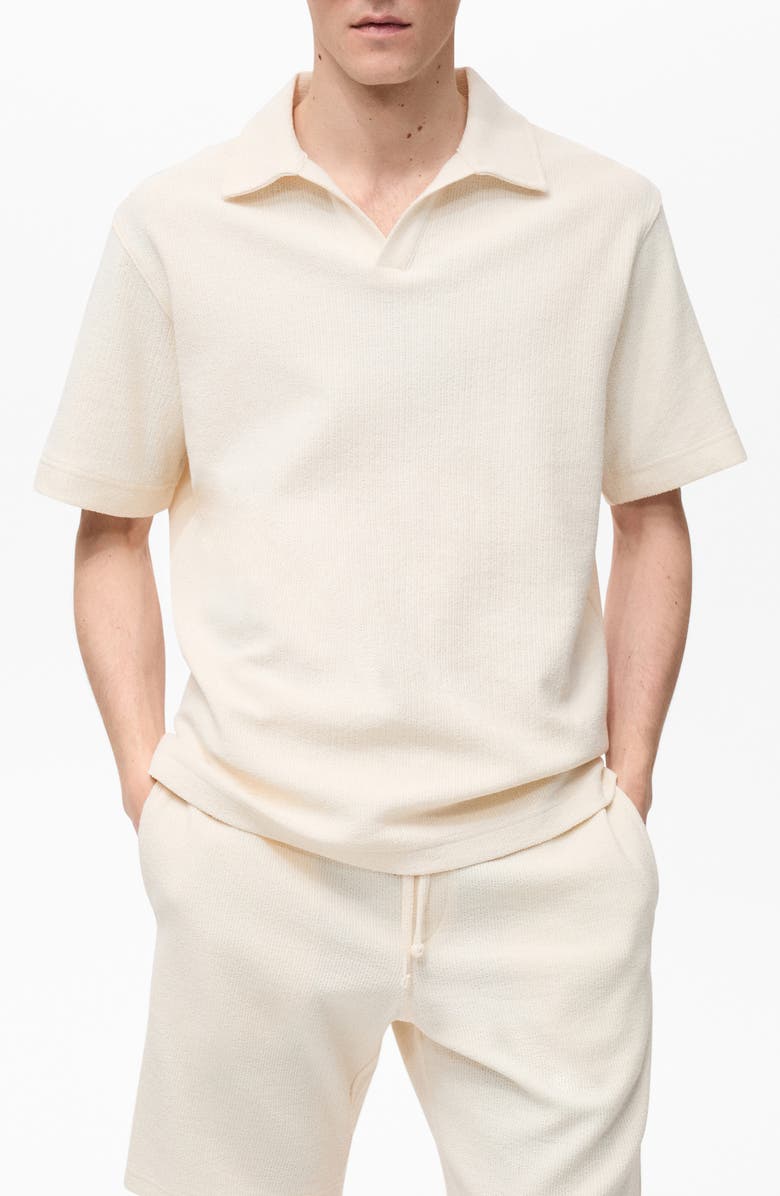 MANGO Ribbed Structure Cotton Blend Polo, Main, color, 