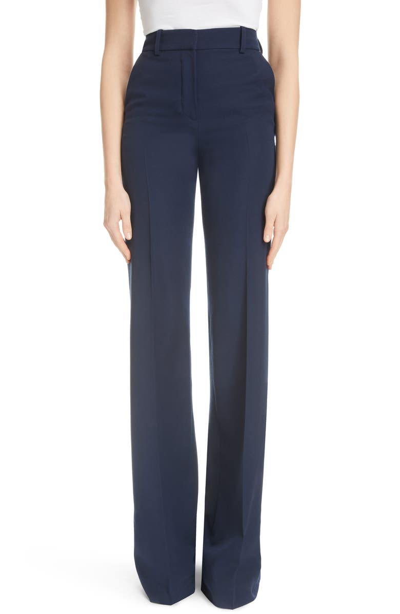 Balmain Cotton Flare Leg Trousers, Main, color, 