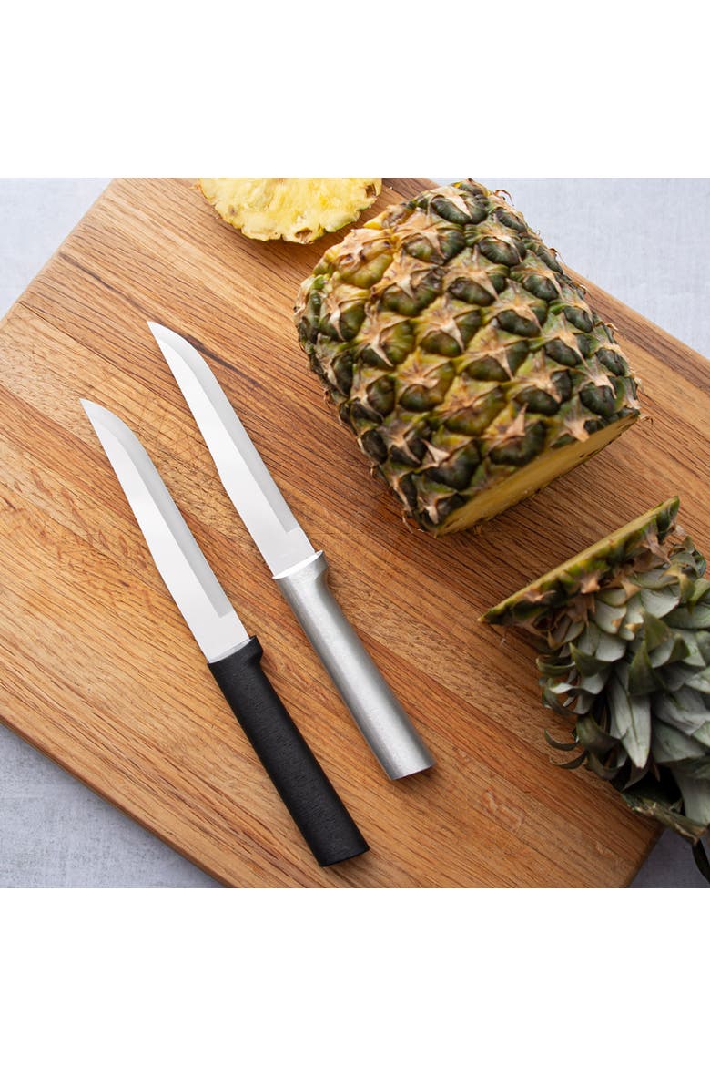 Cutlery 5.375-Inch Stubby Butcher Knife Set of 2 & Quick Edge Knife Sharpener, Alternate, color, Black