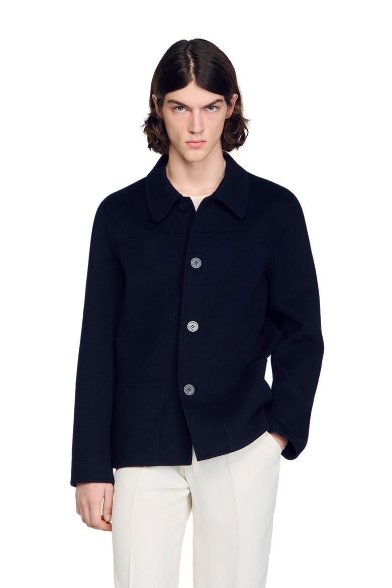 Wool jacket with regular collar, Alternate, color, Navy blue
